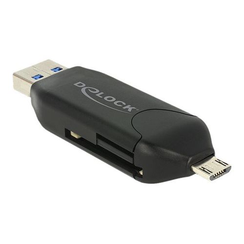 Delock Micro USB OTG Card Reader + USB 3.0 A male - Lecteur de carte (MS, MMC, SD, microSD, SDHC, SDXC) - USB 2.0/USB 3.0