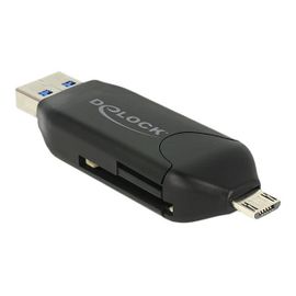 Delock Micro USB OTG Card Reader + USB 3.0 A male - Lecteur de carte (MS, MMC, SD, microSD, SDHC, SDXC) - USB 2.0/USB 3.0