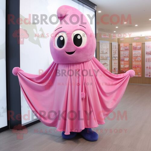 Costume De Mascotte Redbrokoly Rayon Rose Personnage Habillé D'une Robe Taille Empire Et D'écharpes