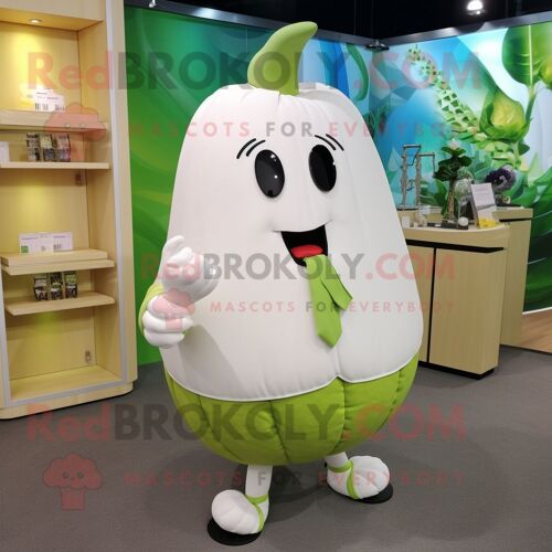Personnage De Costume De Mascotte Redbrokoly De Melon Blanc Habillé D'une Jupe Crayon Et De Bracelets