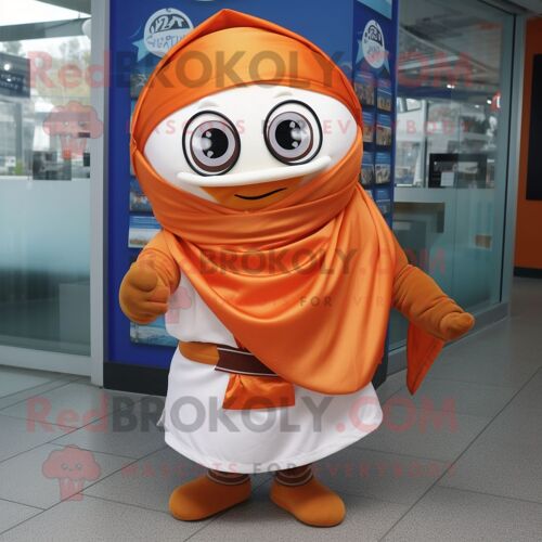 Personnage De Costume De Mascotte Redbrokoly Gyro Orange Habillé D'une Chemise En Popeline Et D'écharpes