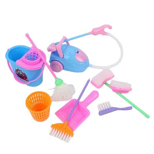 1Set(9pcs) pour jouer à la maison Jouets Toddler Nettoyage Set pour filles Tout-petits Garçons faire semblant pour Outils de jeu pour Play House Role-P