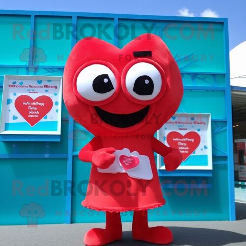 Personnage De Costume De Mascotte Redbrokoly Red Love Letter Habillé D'un Maillot De Bain Une Pièce Et De Porte-Monnaie