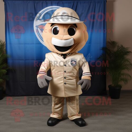 Personnage De Costume De Mascotte Redbrokoly De Casque De Football Américain Beige Habillé D'une Chemise Habillée Et D'épingles À Cravate