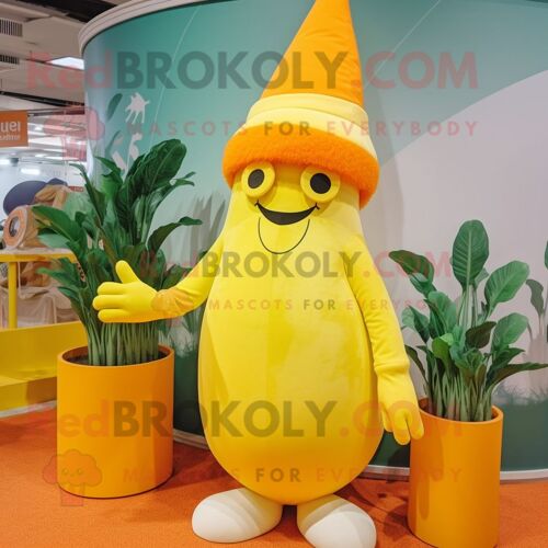Personnage De Costume De Mascotte Redbrokoly De Carotte Jaune Citron Habillé D'un Maillot De Bain Une Pièce Et De Bérets