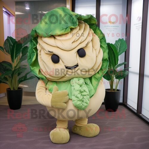Personnage De Costume De Mascotte Redbrokoly De Chou Bronzé Habillé D'un Costume Et De Coussinets Pour Les Pieds