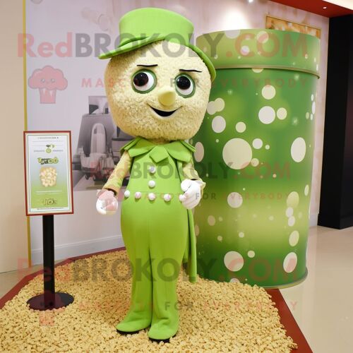 Personnage De Costume De Mascotte Redbrokoly Olive Pop Corn Habillé D'une Robe Trapèze Et De Boutons De Manchette