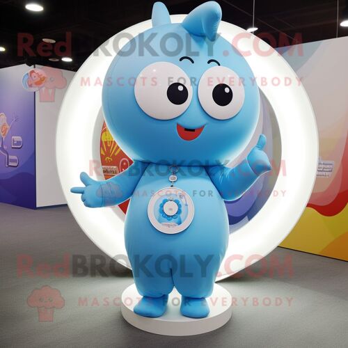 Personnage De Costume De Mascotte Redbrokoly De Pendentif Bleu Ciel Habillé D'un Chemisier Et D'anneaux