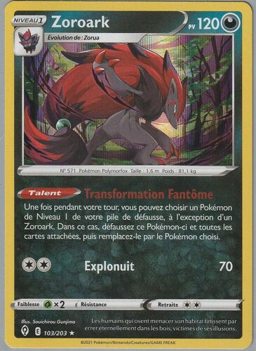 Carte Pokemon - Zoroark - 103/203 - Holo-Rare - Eb7 Evolution Celeste -