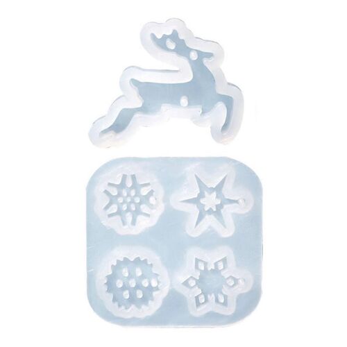 Diy Noël Résine Époxy Moules Flocon De Neige Cerf Boucle D'oreille Pendentif Moule Accessoires