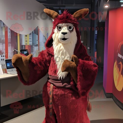 Personnage De Costume De Mascotte Redbrokoly De Lama Marron Habillé D'une Barboteuse Et D'enveloppes