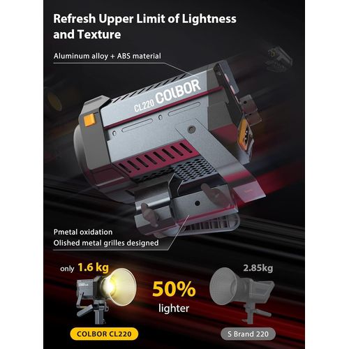 Lampe Vidéo, Cl220 Pro 220W Lumière De Studio Led 2700 6500K Cri96+ 52700Lux At 1M Cob Video Light Avec Contrôle App Bowens Mount 10 Effets D'Éclairage, Lampe-Vidéo-Lumière-Studio-Photograph[Z3598]