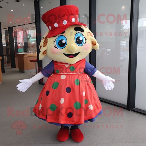Personnage De Costume De Mascotte Redbrokoly Pizza Habillé D'une Jupe A-Line Et De Sacs Messenger