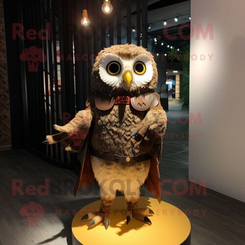 Hibou Mascotte Redbrokoly Costume Personnage Habillé D'une Robe Fourreau Et Montres Bracelet