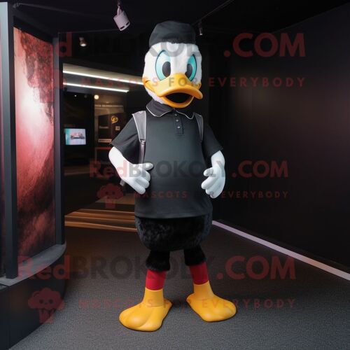 Personnage De Costume De Mascotte Redbrokoly De Canard Noir Habillé D'un Jegging Et De Bandeaux
