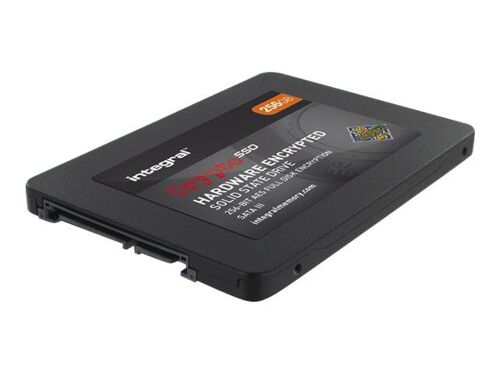Integral Crypto SSD Hardware Encrypted FIPS 140-2 - SSD - chiffré - 256 Go - interne - 2.5" (dans un support de 3,5") - SATA 6Gb/s - mémoire tampon : 512 Mo - FIPS 140-2, AES 256 bits