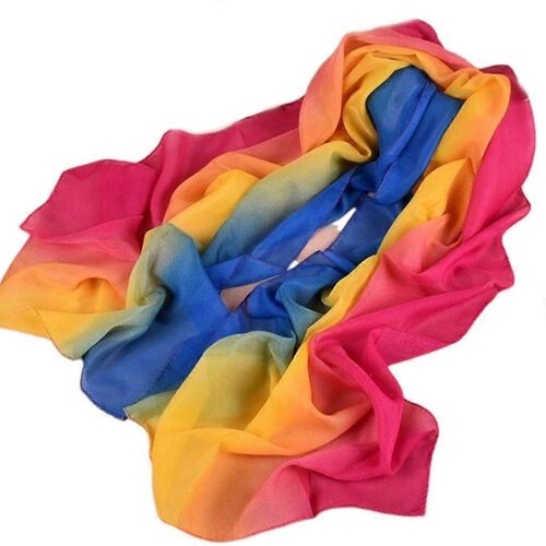 160x50cm Femmes Fille En Mousseline De Soie Long Châle Trois Dégradé Couleur Arc-En-Ciel Ombre Sunscr