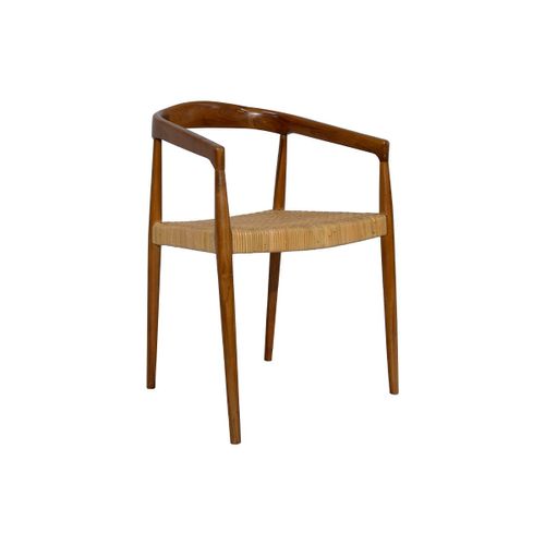 Chaise Ethnique En Teck Massif Et Cannage Rotin Negara