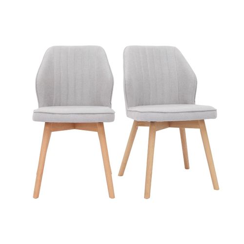Chaises Design En Tissu Effet Velours Gris Et Pieds Bois (Lot De 2) Fanette