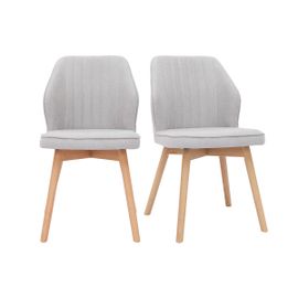 Chaises Design En Tissu Effet Velours Gris Et Pieds Bois (Lot De 2) Fanette