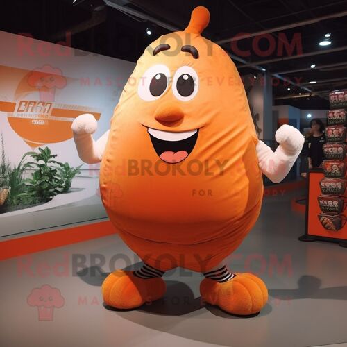 Personnage De Costume De Mascotte Redbrokoly De Pomme De Terre Orange Habillé D'un Débardeur Et De Lacets De Chaussure