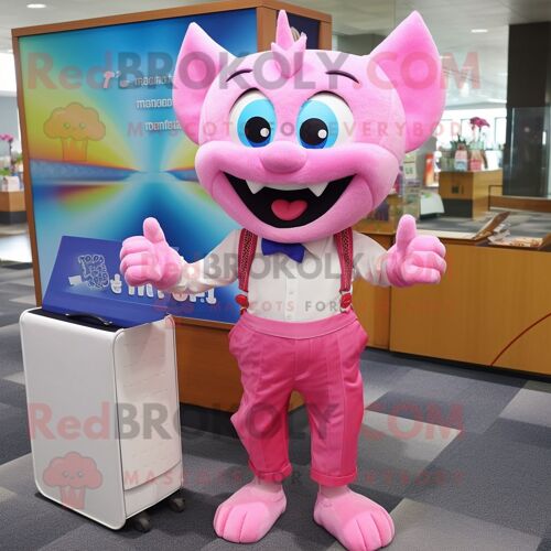 Personnage De Costume De Mascotte Redbrokoly De La Fée Des Dents Rose Habillé D'une Chemise Boutonnée Et De Portefeuilles