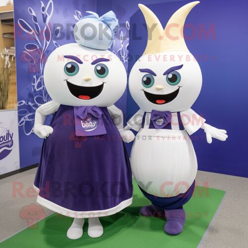 Personnage De Costume De Mascotte Redbrokoly D'oignon Bleu Marine Habillé D'une Robe Droite Et De Porte-Clés