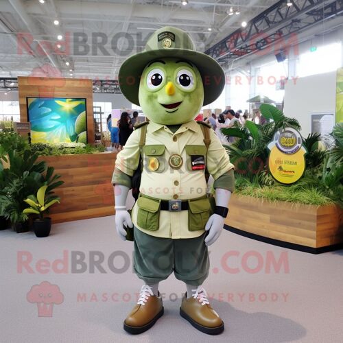 Personnage De Costume De Mascotte Redbrokoly Olive Lemon Habillé Avec Un Short Cargo Et Des Broches