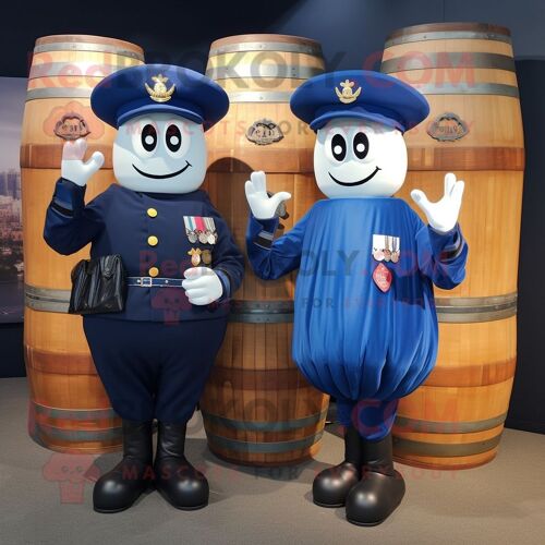 Personnage De Costume De Mascotte Redbrokoly Grenade Bleu Marine Habillé D'une Robe De Cocktail Et De Sacs Messenger