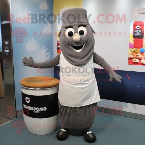 Personnage De Costume Mascotte Redbrokoly Biryani Gris Habillé D'une Jupe Cercle Et De Bonnets