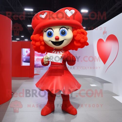 Personnage De Costume De Mascotte Redbrokoly De Lettre D'amour Rouge Habillé Avec Un T-Shirt À Manches Longues Et Des Pinces À Cheveux
