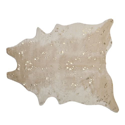 Tapis Imitation Peau De Vache Avec Taches 150 X 200 Cm Beige Et Doré Bogong