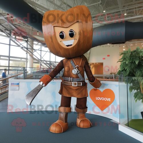 Personnage De Costume De Mascotte Redbrokoly Rust Arrow Of Love Habillé Avec Un Jean Et Des Ceintures