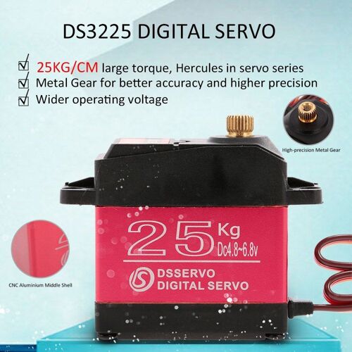Dsservo Ds3225 25kg Servo Étanche Numérique À Couple Élevé Et À Couple De 180 Degrés Pour La Voiture De Robot D& 39;Avion Rc ( 1 Pc )-Générique