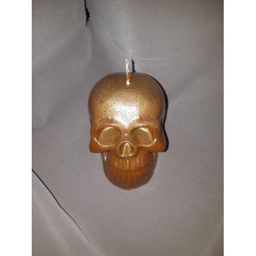 Bougie Tete De Mort 100% Cire D'abeille Couleur Doree