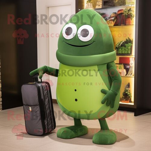 Personnage De Costume De Mascotte Redbrokoly Olive Squash Habillé D'un Col Roulé Et De Pochettes