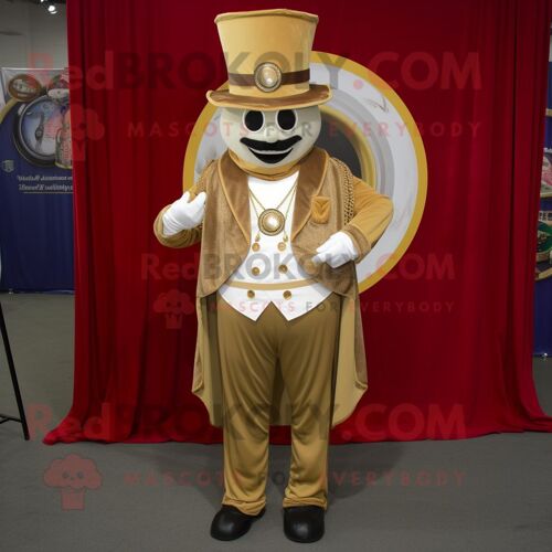 Personnage De Costume De Mascotte Redbrokoly Gold Ring Master Habillé D'un Pantalon En Velours Côtelé Et D'anneaux