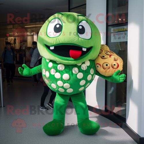 Personnage De Costume De Mascotte Redbrokoly De Pizza Verte Habillé D'un Body Et De Sacs À Main