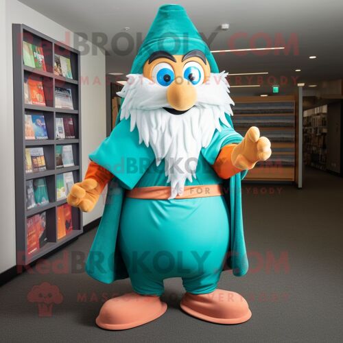 Personnage De Costume De Mascotte Redbrokoly De Sorcier Bleu Sarcelle Habillé D'un Maillot De Rugby Et De Clips D'écharpe