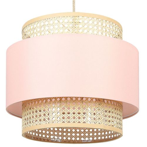 Lampe Suspension En Rotin Rose Et Naturel Yumuri