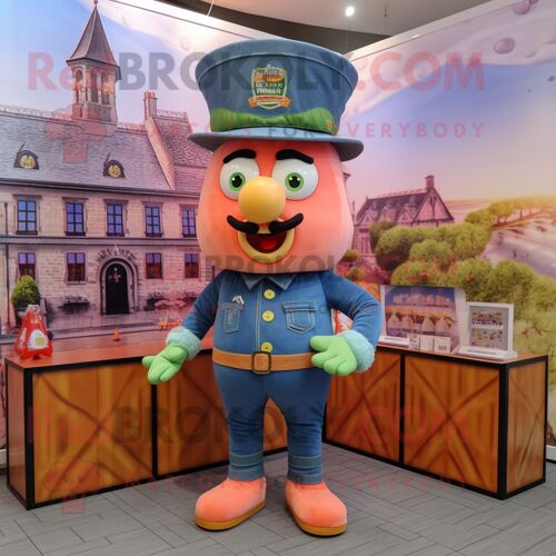 Personnage De Costume De Mascotte Redbrokoly Peach Irish Castle Habillé D'un Short En Jean Et De Bracelets