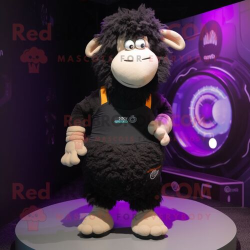 Personnage De Costume De Mascotte Redbrokoly De Mouton Noir Habillé D'un Débardeur Et D'épingles À Cheveux