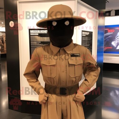 Personnage De Costume De Mascotte Redbrokoly Gi Joe Marron Habillé D'une Veste De Costume Et De Chapeaux