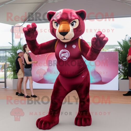 Personnage De Costume De Mascotte Redbrokoly De Panthère Marron Vêtu D'un Bikini Et De Bracelets