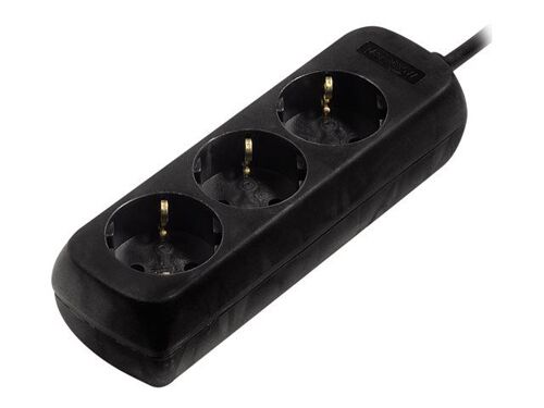 Hama 3-Way Power Strip with Child Protection - Coupe-circuit - CA 230 V - connecteurs de sortie : 3 - 5 m cordon - noir