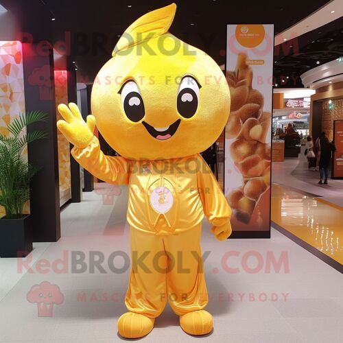 Personnage De Costume De Mascotte Redbrokoly De Prune Dorée Habillé D'une Combinaison Et De Porte-Clés