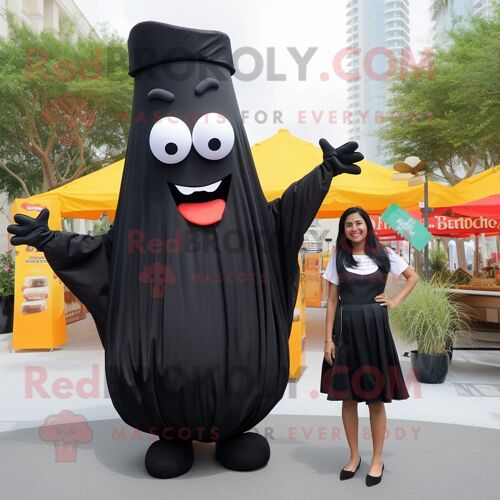 Personnage De Costume De Mascotte Redbrokoly De Frites Noires Habillé D'une Chemise Habillée Et De Châles