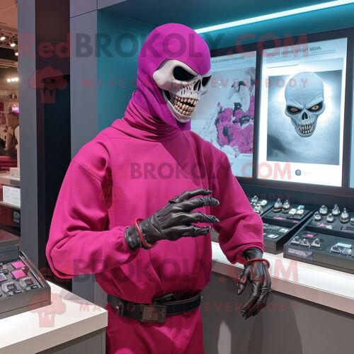 Personnage De Costume De Mascotte Redbrokoly De Mort-Vivant Magenta Habillé D'un Col Roulé Et De Montres Bracelet