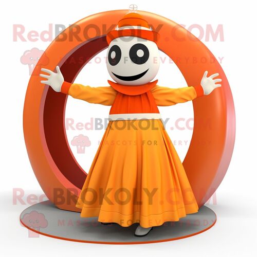 Personnage De Costume De Mascotte Redbrokoly Orange Ring Master Habillé D'une Jupe Circulaire Et De Mitaines