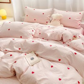 Sjzg-Parure De Lit 2 Pièces En Seersucker Avec Housse De Couette 135 X 200 Cm Et Taie D'oreiller De 80 X 80 Cm, En Microfibre Douce Et Respirante, Avec Fermeture Éclair, Violet À Rayures